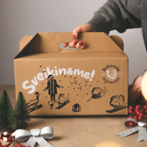 Šventinė dežutė su rankenėle kalakutui